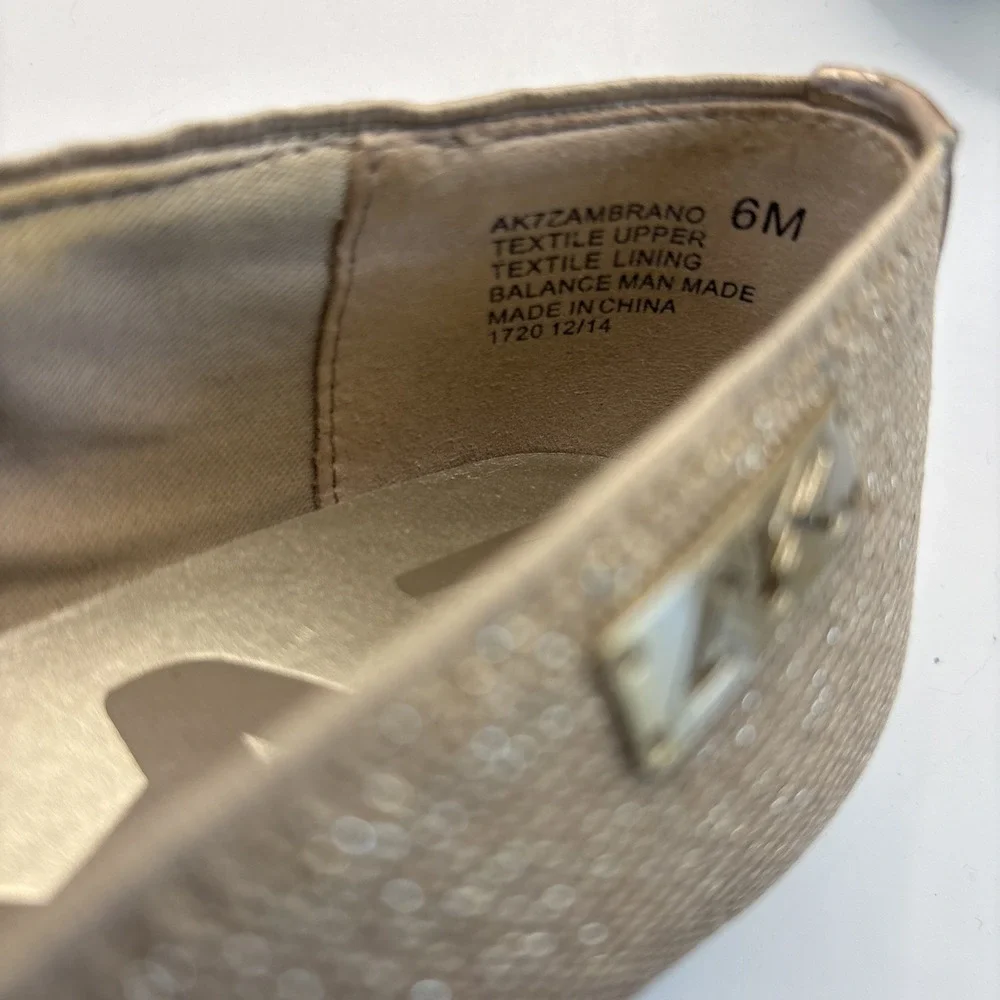 AK Anne Klein Sport Women's 6M Metallic Gold Slip‎ On Sneaker Flat Shoes Comfort